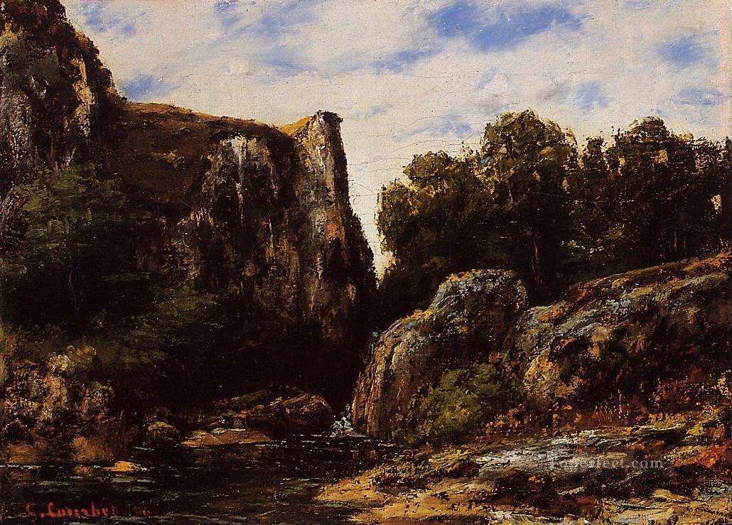ジュラの風景にある滝 ギュスターヴ・クールベ山油絵